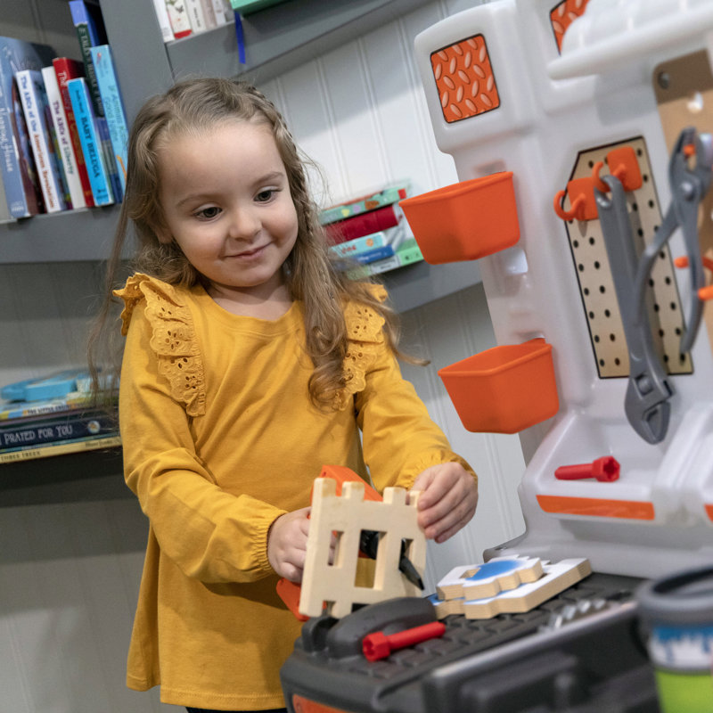Step2 Big Builders Pro Plastic Indoor Preschool Workbench and Tool